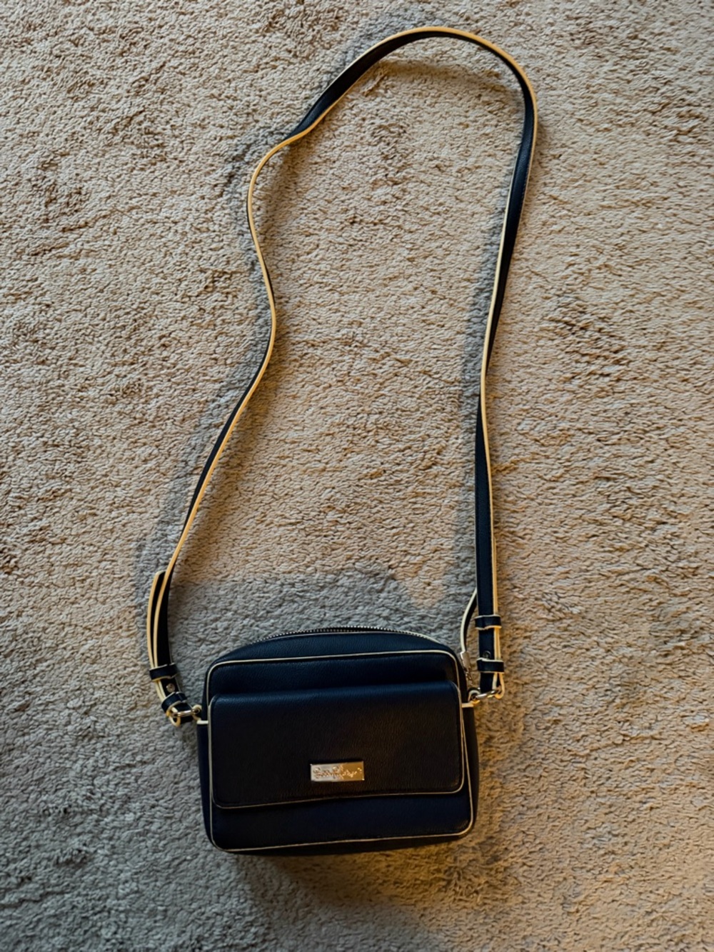 Lilly Pulitzer navy Crossbody Bag with Gold Trim - Designer Style